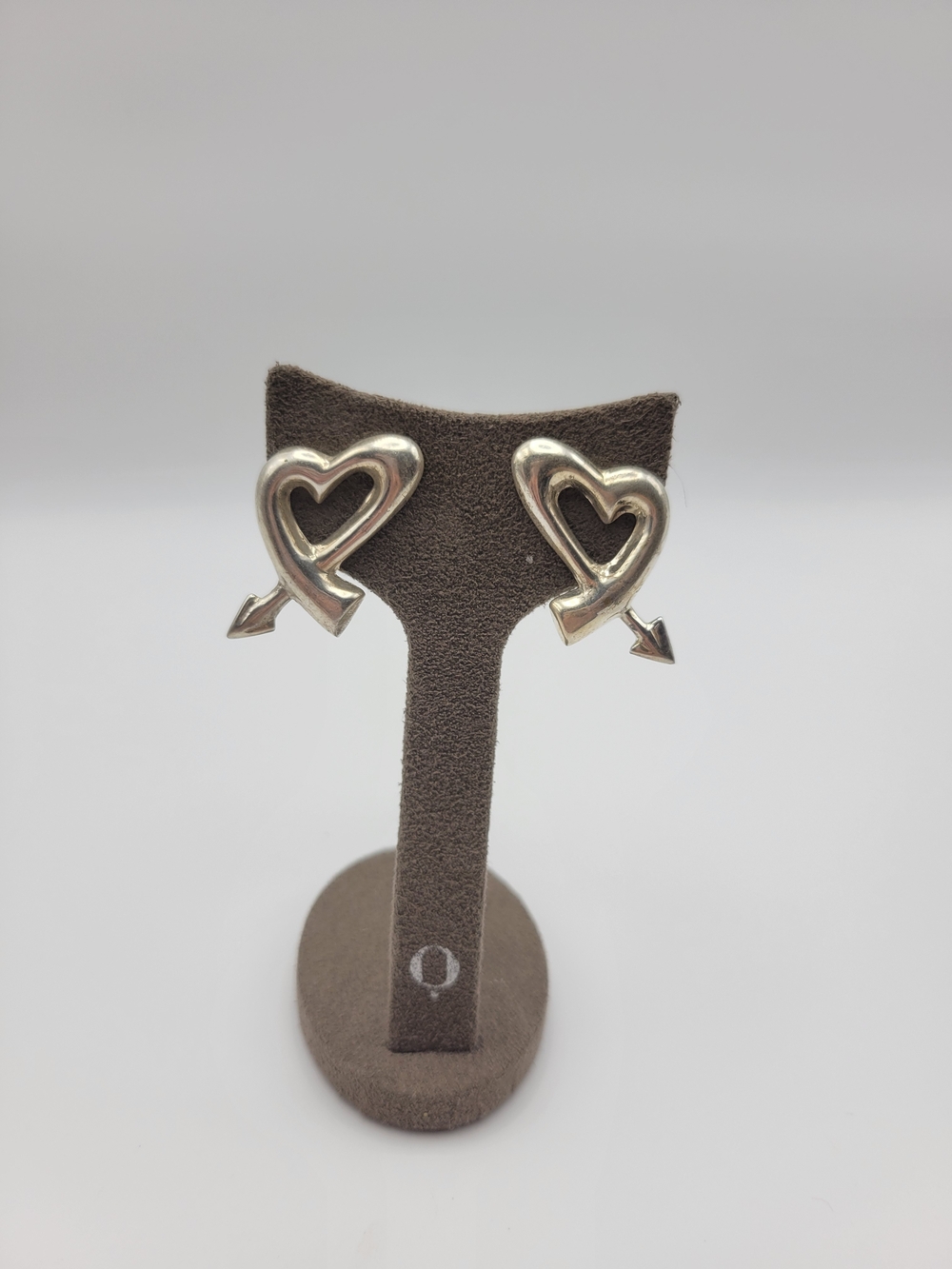Sterling Silver 925 Heart Arrow Stud Earrings - Women Jewelry